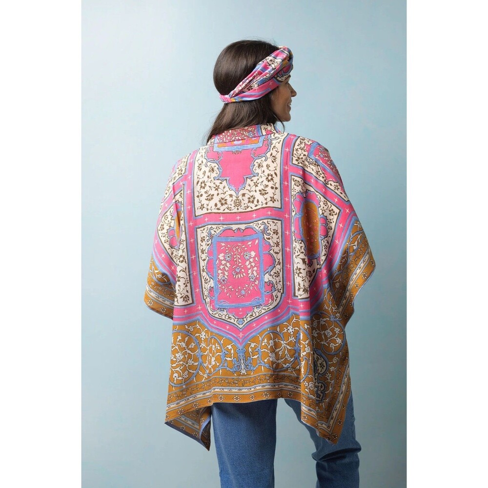 One Hundred Stars Ruffle Kimono Front Blouse Indian Summer M